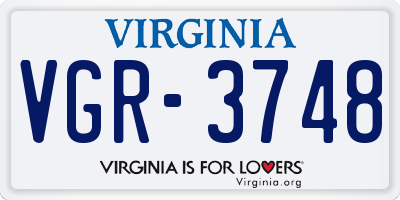 VA license plate VGR3748