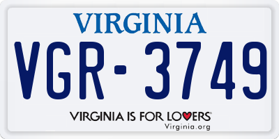 VA license plate VGR3749