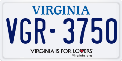 VA license plate VGR3750