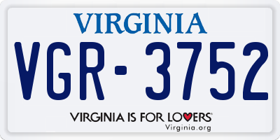 VA license plate VGR3752