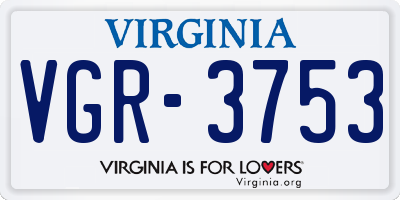 VA license plate VGR3753