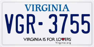 VA license plate VGR3755