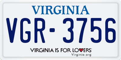 VA license plate VGR3756