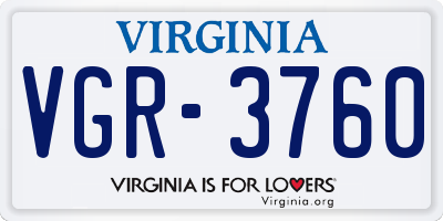 VA license plate VGR3760