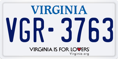 VA license plate VGR3763