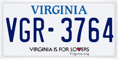 VA license plate VGR3764