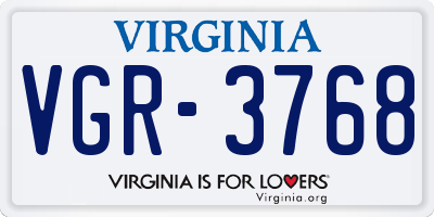 VA license plate VGR3768