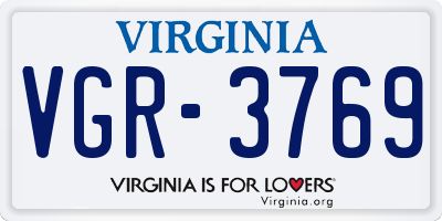 VA license plate VGR3769