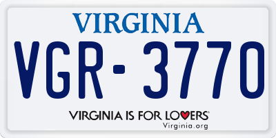 VA license plate VGR3770