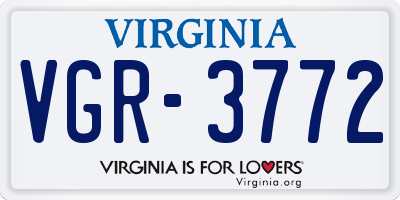 VA license plate VGR3772