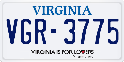 VA license plate VGR3775