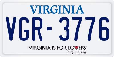 VA license plate VGR3776