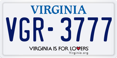 VA license plate VGR3777