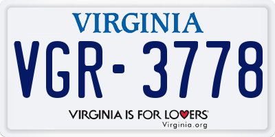 VA license plate VGR3778