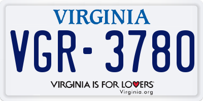 VA license plate VGR3780