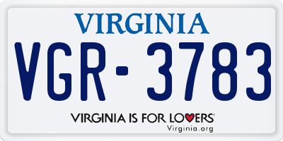 VA license plate VGR3783