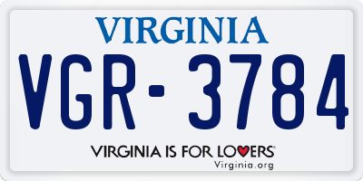 VA license plate VGR3784