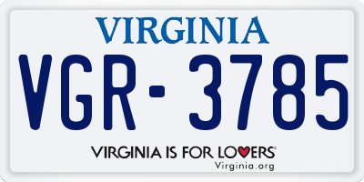 VA license plate VGR3785