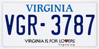 VA license plate VGR3787