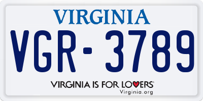 VA license plate VGR3789