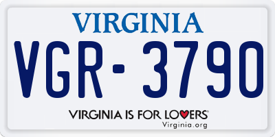 VA license plate VGR3790