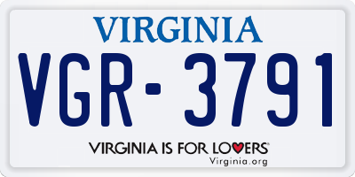 VA license plate VGR3791