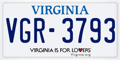 VA license plate VGR3793