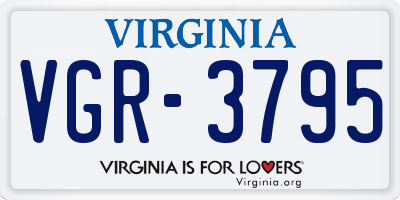 VA license plate VGR3795