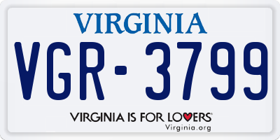 VA license plate VGR3799