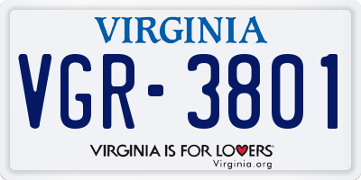 VA license plate VGR3801
