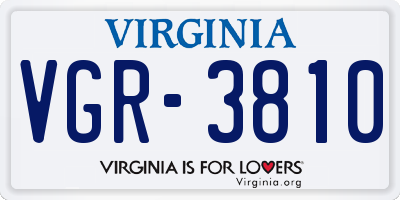 VA license plate VGR3810
