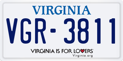 VA license plate VGR3811