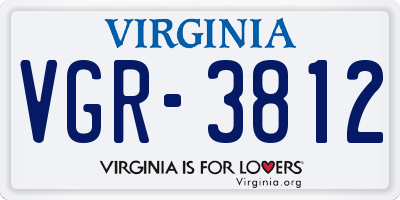 VA license plate VGR3812