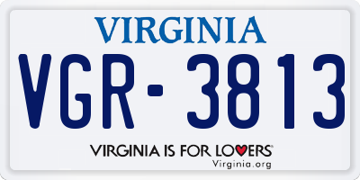 VA license plate VGR3813