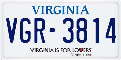 VA license plate VGR3814