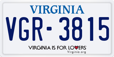 VA license plate VGR3815