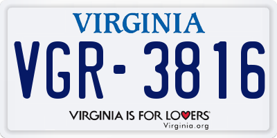 VA license plate VGR3816