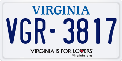 VA license plate VGR3817