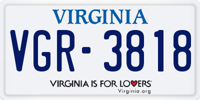 VA license plate VGR3818