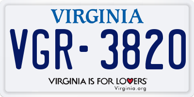 VA license plate VGR3820
