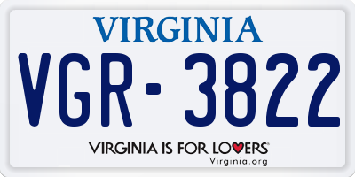 VA license plate VGR3822