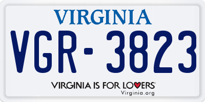 VA license plate VGR3823