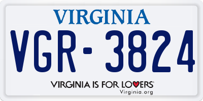 VA license plate VGR3824