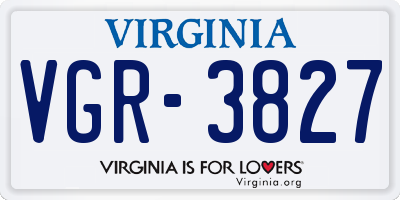VA license plate VGR3827