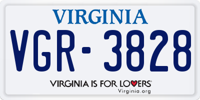 VA license plate VGR3828