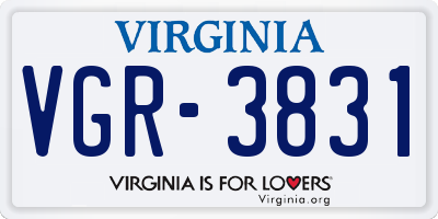 VA license plate VGR3831