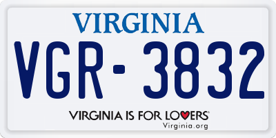 VA license plate VGR3832