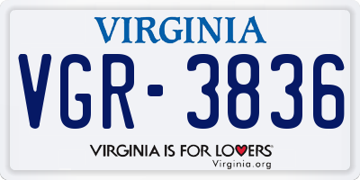 VA license plate VGR3836