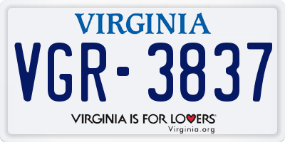 VA license plate VGR3837