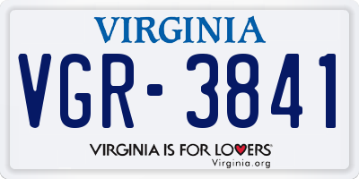 VA license plate VGR3841